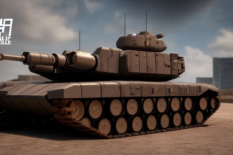 Prompt: futuristic battle tank, shiny, symmetrical, octane, blender, hd, unreal engine, maya, cinematic lightining, reflections