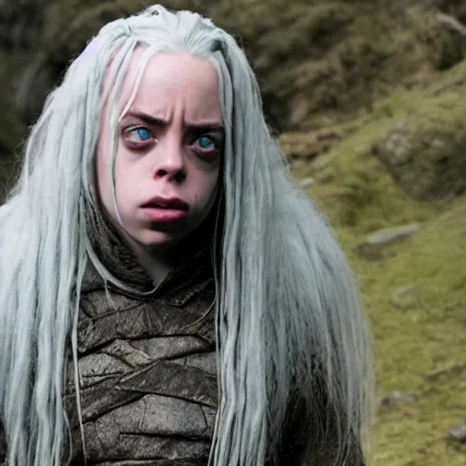 Image similar to billie eilish as an ugly troll in lord of the rings 4 k