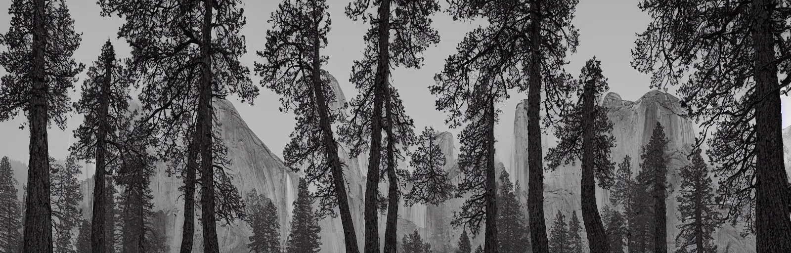 Image similar to to fathom hell or soar angelic, just take a pinch of psychedelic, medium format photograph of two colossal minimalistic necktie sculpture installations by antony gormley and anthony caro in yosemite national park, made from iron, marble, and limestone, granite peaks visible in the background, taken in the night