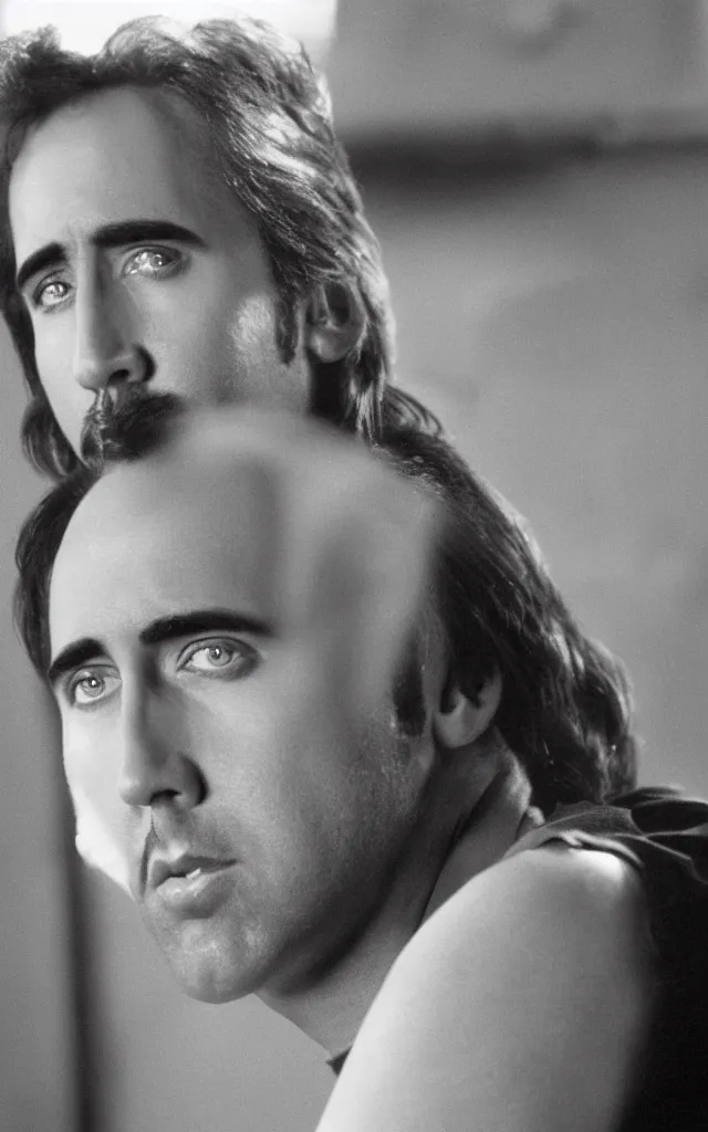 Image similar to full body photograph of nicolas cage in 1 9 8 9 young handsome thin face detail hd 8 k