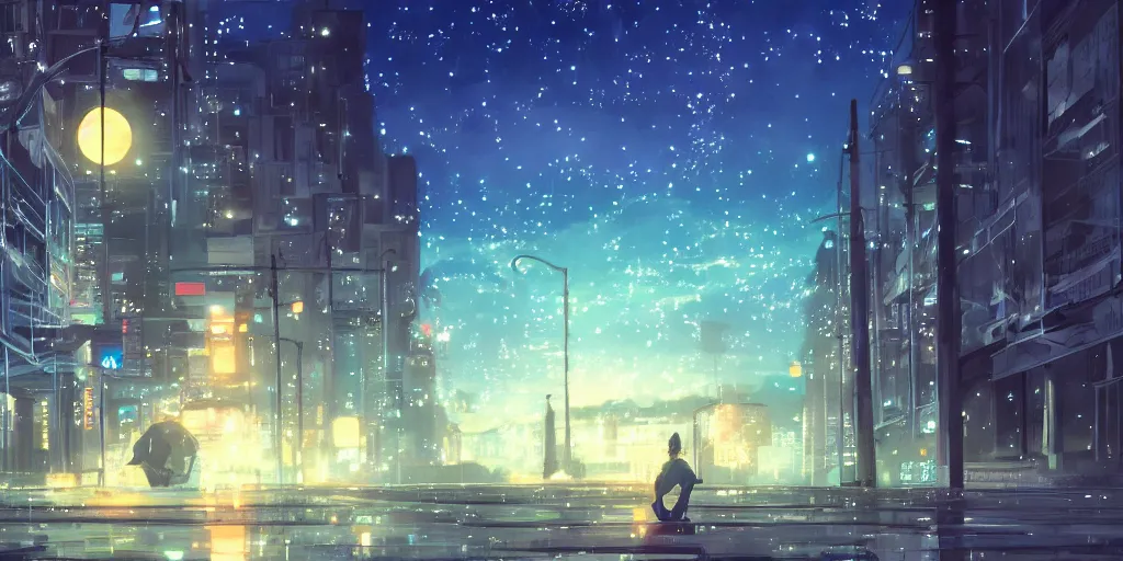 beautiful anime nightscape by makoto shinkai | Stable Diffusion