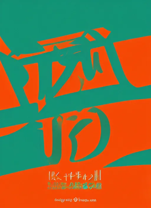 Image similar to poster design with duochrome vintage typographic Japanese katakana, teal and orange colour palette, layout design, illustrator vector graphics