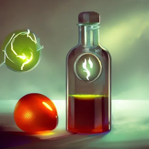 Image similar to Health Potion, dramatic light, glowing liquid, artstation