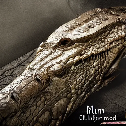 Prompt: a mummified crocodile, fantasy art, cinematic lighting