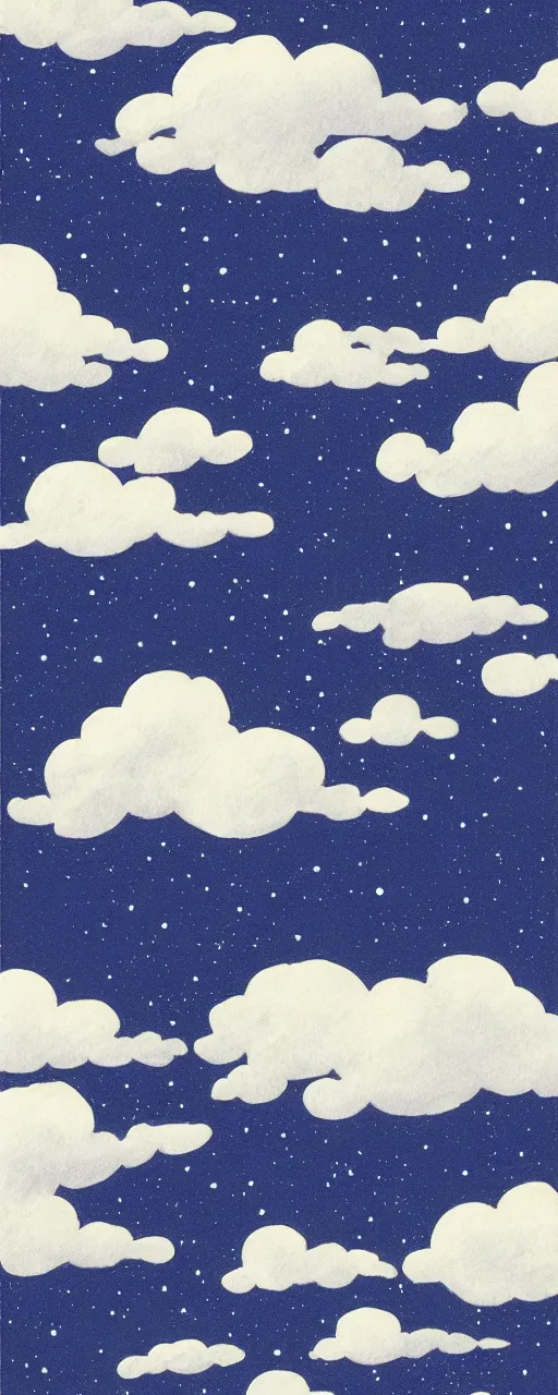 Prompt: cloudy night sky by studio ghibli, peaceful, serene, highly detailed, sharp lines