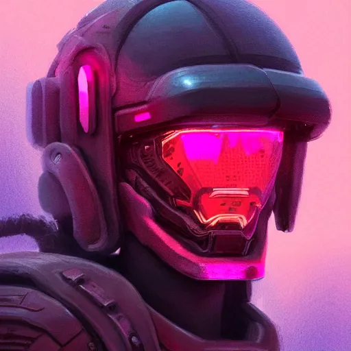 Image similar to profile portrait, helmet lion cyberpunk made of pink lava and fire in ivan lopez style, aurora digital package, profile portrait, cyberpunk fashion, realistic shaded perfect face, fine details, very dark environment, misty atmosphere, closeup, d & d, fantasy, intricate, elegant, highly detailed, digital painting, artstation, concept art, matte, sharp focus, illustration, hearthstone