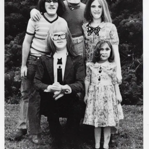 Prompt: haunted awkward 1 9 7 0 s family photo