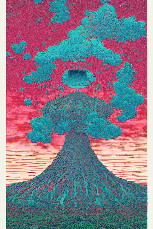 Image similar to a tab of LSD acid melting into a surreal psychedelic hallucination, screenprint by kawase hasui, moebius and dan hillier, colorful flat surreal design, hd, 8k, artstation