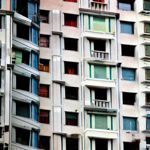 Prompt: colorful pairing of tel aviv bauhaus architecture, portrait