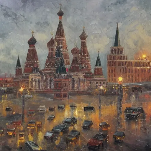 Image similar to aivozovsky oil paint of future moscow