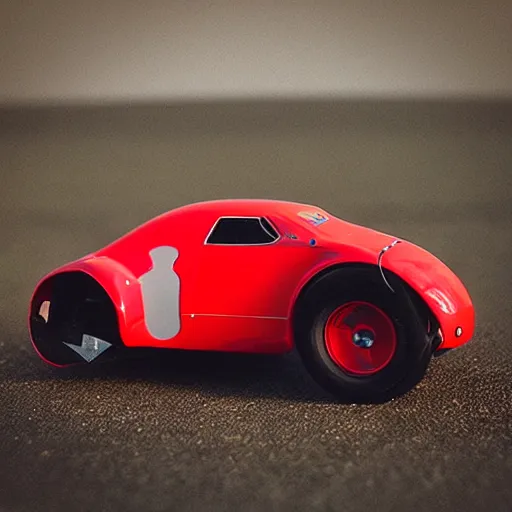 Image similar to “Red Bugatti hover car, 35 mm product photo”