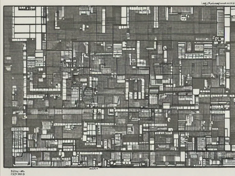 Prompt: a city in labyrinth, floor plan map,Chris Ware,high detail