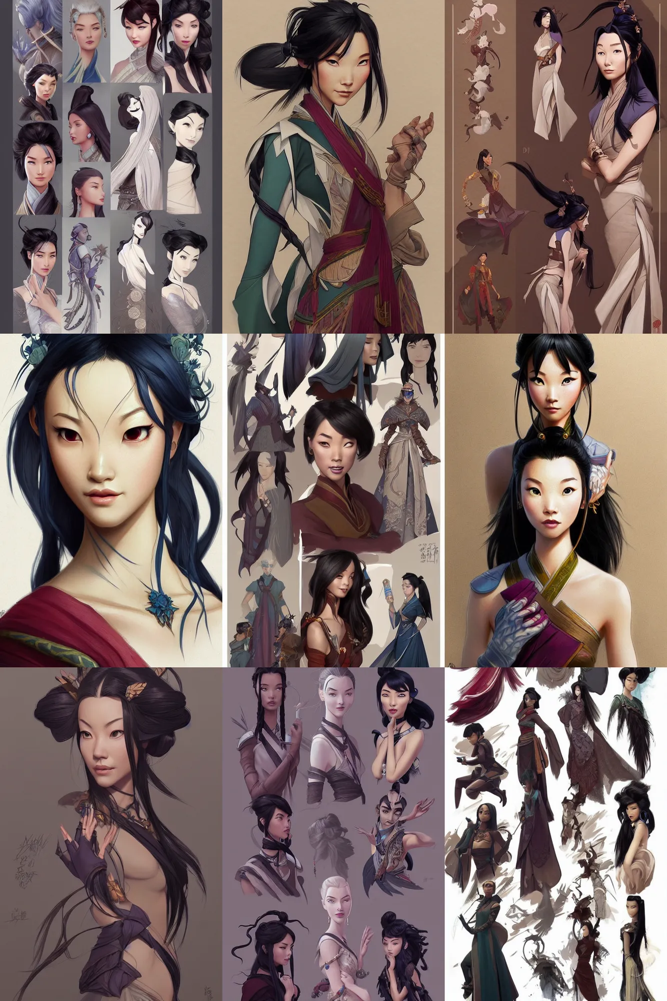 Prompt: fashion and character design spot illustrations from avatar!!! combined with mulan, d & d, fantasy, intricate, elegant, highly detailed, digital painting, artstation, concept art, matte, sharp focus, illustration, hearthstone, art by artgerm and greg rutkowski and alphonse mucha