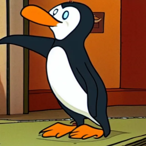 Prompt: a penguin in the of Tom and Jerry cartoon