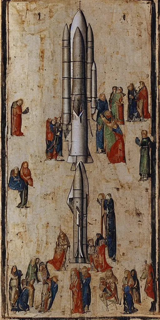 Image similar to the space shuttle launch in medieval art