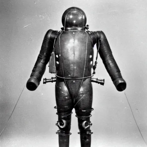 Prompt: early diving suit with copper helmet diver holding a stratocaster electric guitar. old diving suit pictures