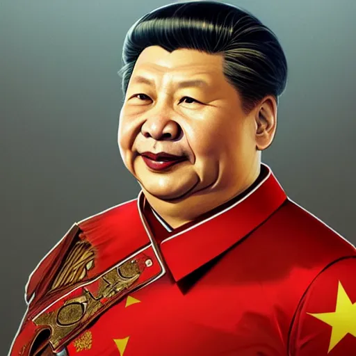 Image similar to leader of people's republic of china xi jinping as duke nukem, highly detailed, digital painting, artstation, concept art, matte, sharp focus, illustration, art by artgerm and greg rutkowski and alphonse mucha