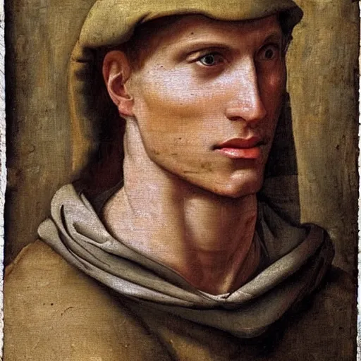 Image similar to A 14th century italian renaissance oil painting of Jerma985, portrait of Jerma985, grainy, realistic, very realistic, hyperrealistic, highly detailed, very detailed, extremely detailed, very neat, very epic, very cool, detailed, trending on artstation