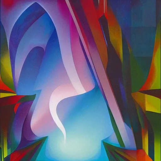 Image similar to a painting in the style of stanton macdonald - wright and in the style of stephen hickman.