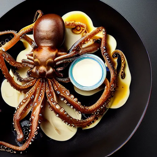 Image similar to Food photography michelin star bowl of live spiders and octopus