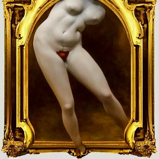 Image similar to an all white human, with no facial features, like a white mask pulled over their face, full body laying in a blood red pool of water between a golden mirror frame, outside is space at the bohemian grove and inside the mirror frame is a beautiful landscape., physically accurate, dynamic lighting, intricate, elegant, highly detailed, very very Roberto Ferri, sharp focus, very very unsettling, very terrifying, illustration, art