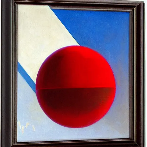 Prompt: chrome spheres on a red cube by william stanley haseltine