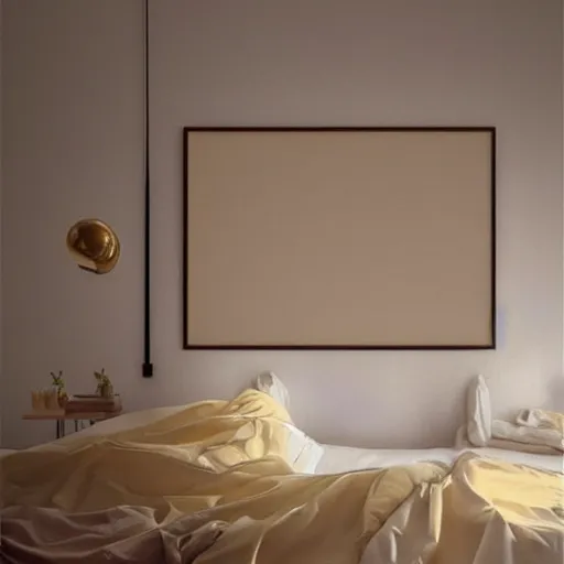 Prompt: cream - colored studio, vanilla - colored lighting, soft golden light, marble studio, marble floor, yellow lighting, bare room, empty room, studio room, art room, window to night time, night time, warm lighting inside, art by artgerm