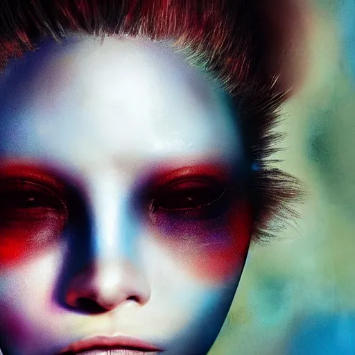 Prompt: 3 d, close - up, smiling fashion model face, sun, cinematic, clouds, vogue cover style, dystopian art, poster art, futuristic, fantasy art, metaphysical painting, by guillermo del toro and james jean and david diao
