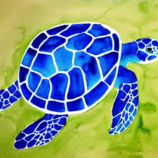 Prompt: Blue Watercolor Sea Turtle