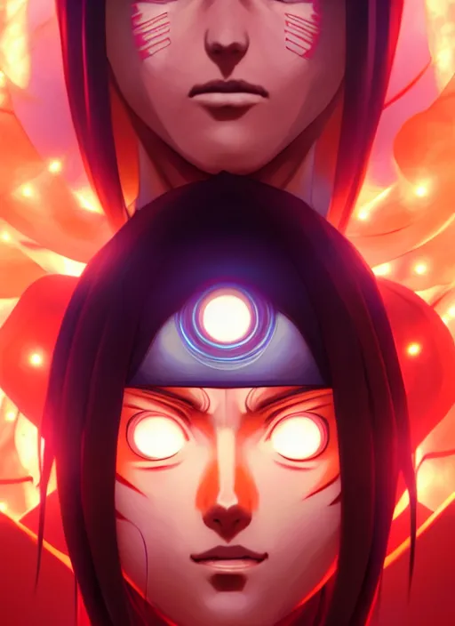 Image similar to symmetry!! naruto, naruto anime, glowing lights!! intricate, elegant, highly detailed, digital painting, artstation, concept art, smooth, sharp focus, illustration, art by artgerm and greg rutkowski and alphonse mucha