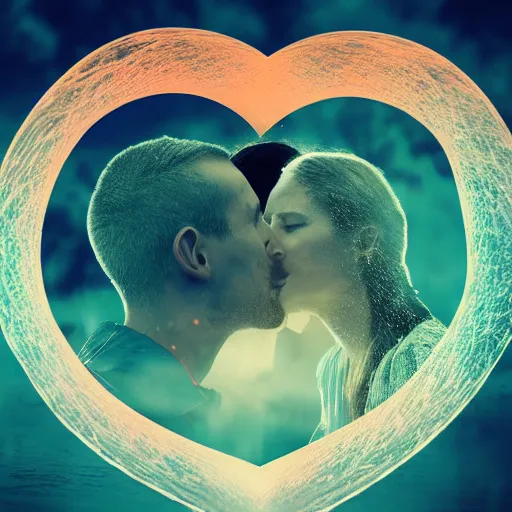 Image similar to double exposure of love, love is the most relevant theme, love is infinity, love os begin of all, 8 k resolution, artistic mode, artistic