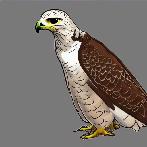 Prompt: concept art of a gyrfalcon for a nature observation game