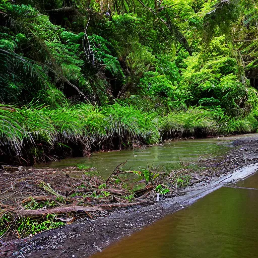 Image similar to From the pa we pulled up the Waiwhetu River, which there had lofty Rimu trees on its banks. The various bends were very beautiful and secluded, and seemed to be the home of the grey duck and teal, and numerous other wild fowl. Here and there, on the bank, was a patch of cultivation, and the luxuriant growth of potatoes, taros, and. Kumara, indicated the richness of the soil. As seen from the ship, or the hills, a lofty pine wood appeared to occupy the whole breadth and length of the Hutt Valley, broken only by the stream and its stony margin. This wood commenced about a mile from the sea, the intervening space being a sandy flat and a flax marsh. About the Lower Hutt and the Taita, it required a good axe-man to clear in a day a space large enough to pitch a tent upon. New Zealand. Aerial photography. Sunset, misty, wilderness.