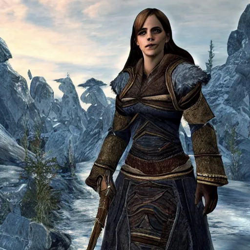 Image similar to A concept art of Emma Watson in The Elder Scrolls V: Skyrim (2009 video game)