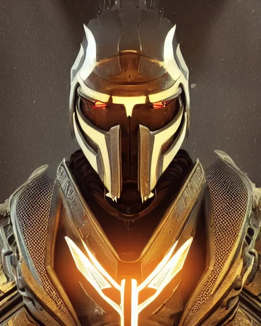 Prompt: a sci fi quarter - length portrait of an ornate templar from the game destiny by bungee studios wearing ornate armor made of sci fi metal plates, cinematic lighting, smooth, high detail, dark fantasy, unreal engine, octane render, art by vitaly bulgarov artstation, concept art by bungie studios, fog volumes, vivid color glow, post processing, cgsociety