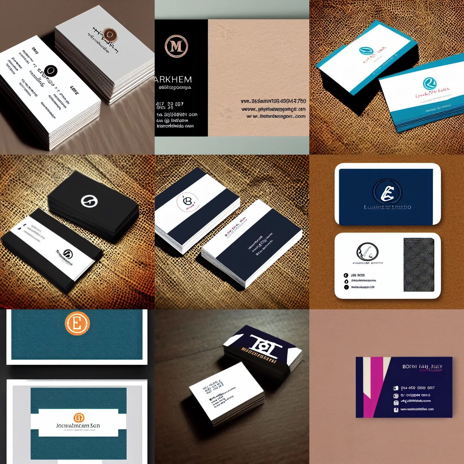 Prompt: business card, logo, e m letters, boho style