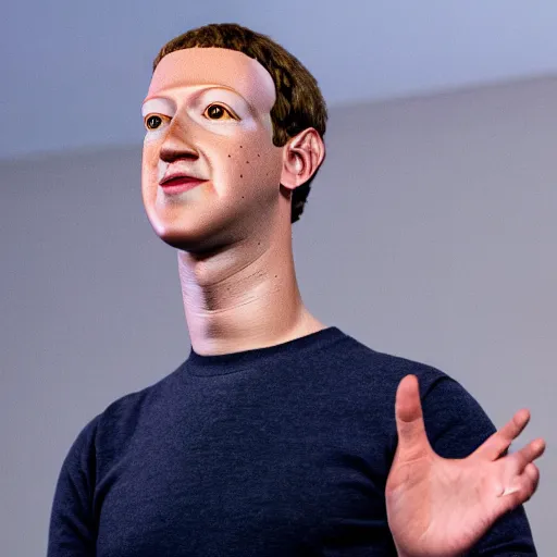 Prompt: animatronic Mark Zuckerberg, exposed mechanics, board meeting photo, Stan Winston studios, detailed, 4k