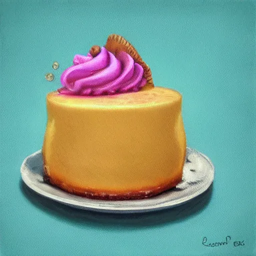 Prompt: banana creme brulee , a pastel by Lisa Frank, trending on cgsociety, rasquache, biomorphic, trypophobia, lovecraftian