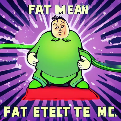 Image similar to fat man we respect you a lot fat man, snake oil CMO purple green color scheme