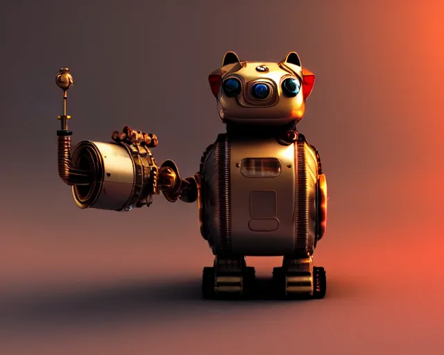 Image similar to futuristic steampunk ferret - shaped robot, 3 d octane render, cyberpunk ferret - shaped mechanical robot