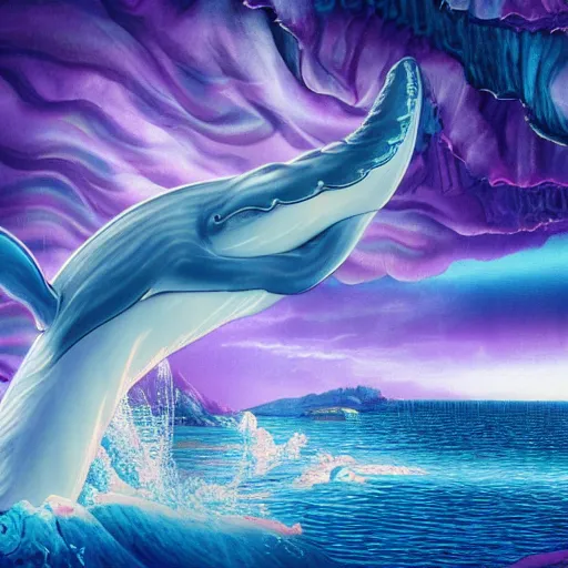 Prompt: a ( ( ( ( unicorn ) ) ) ) whale painted by lisa frank, bosch, and giger, 4 k octane render, unreal engine, zbrush, cgsociety, detailed, hyper detailed, very very very!!!!!! detailed!!!!!!!!!!!!!!!!!!!