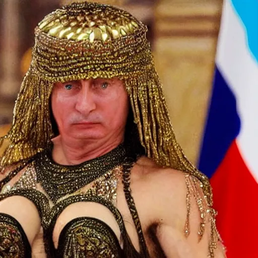 Image similar to russian president putin as a belly dancer