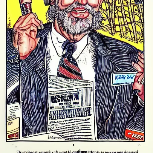 Image similar to The Artwork of R. Crumb and his Cheap Suit Dr. Frank tells you to have more relations, pencil and colored marker artwork, trailer-trash lifestyle