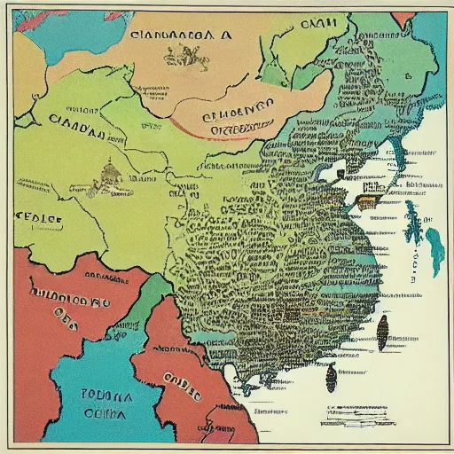 Image similar to 1 9 6 0 s map of three kingdoms - era china