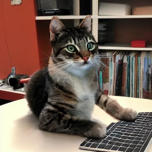 Image similar to photo of a housecat at a computer desperately trying to generate she - hulk photos