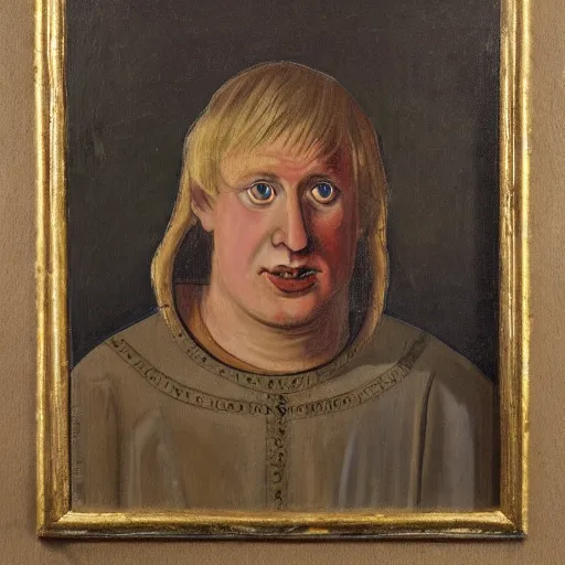 Prompt: a painting of boris johnson as a peasant in 1 2 th century england, british museum, oil on canvas