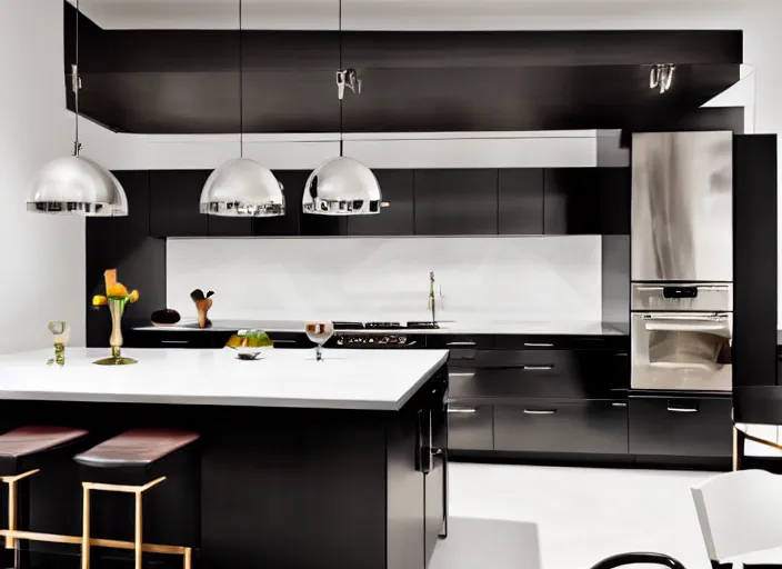 Prompt: a high end luxury kitchen designed by tomma abts, interior design magazine photography