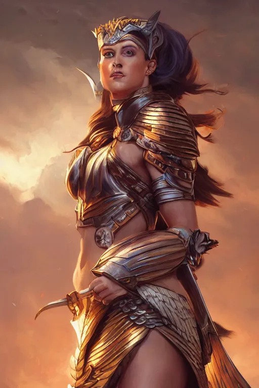 Image similar to amazon valkyrie athena, d & d, fantasy, portrait, highly detailed, headshot, digital painting, trending on artstation, concept art, sharp focus, illustration, art by artgerm and greg rutkowski and magali villeneuve