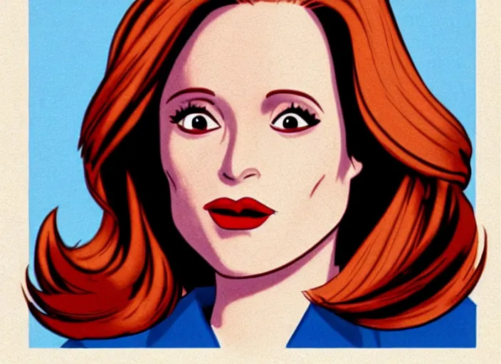 Image similar to dana scully in the style of ( 1 9 7 6 ) disney animation