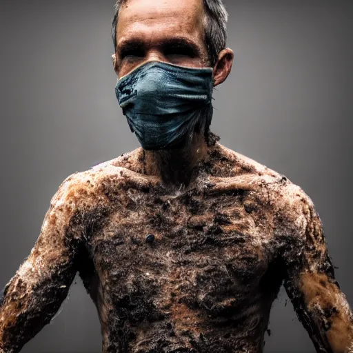 Prompt: ultra detailed photo of a man with many moldy arms covering his entire body